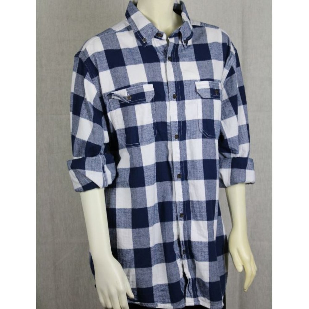 Navy blue long sleeve flannel shirt